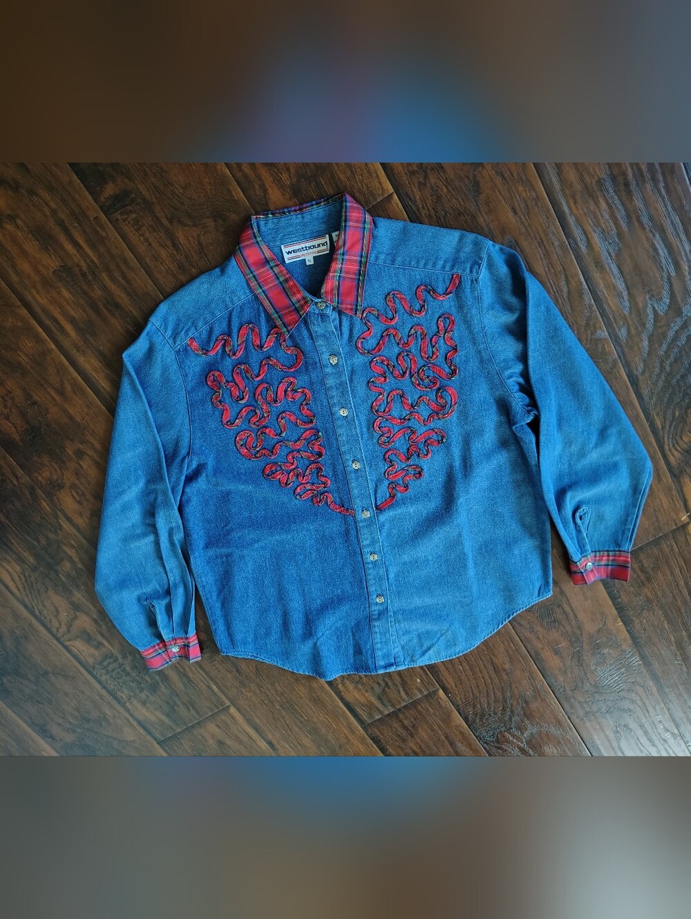 Vintage 90s Westbound plaid long sleeve button down shirt Size M